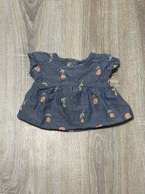 Carter's Navy Floral Ruffle Sleeve Peplum Top